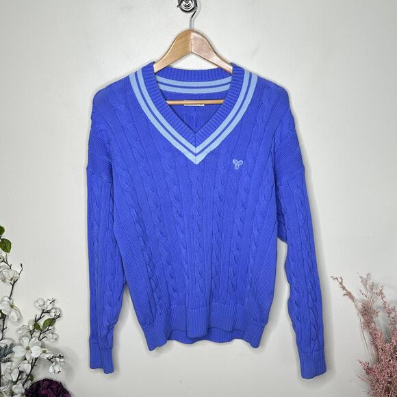 TNA x ARITZIA Clay Sweater Cable Knit Playful Purple Pastel Blue Sz S {A27} - Picture 2 of 5